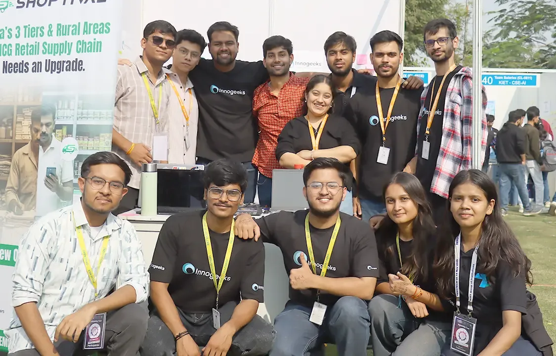 The Innogeeks team at their stall at InnoTech'25