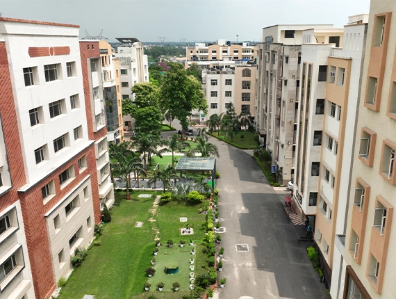 Aerial view of the lawns between KIET buildings